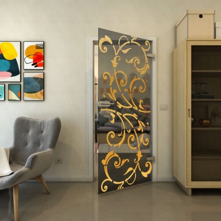 Ganzglastür - Fineprint Model 171 Gold auf Grauglas
