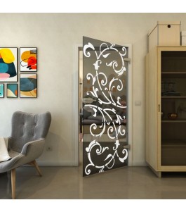 Ganzglastür - Fineprint Model 171 Weiss auf Grauglas