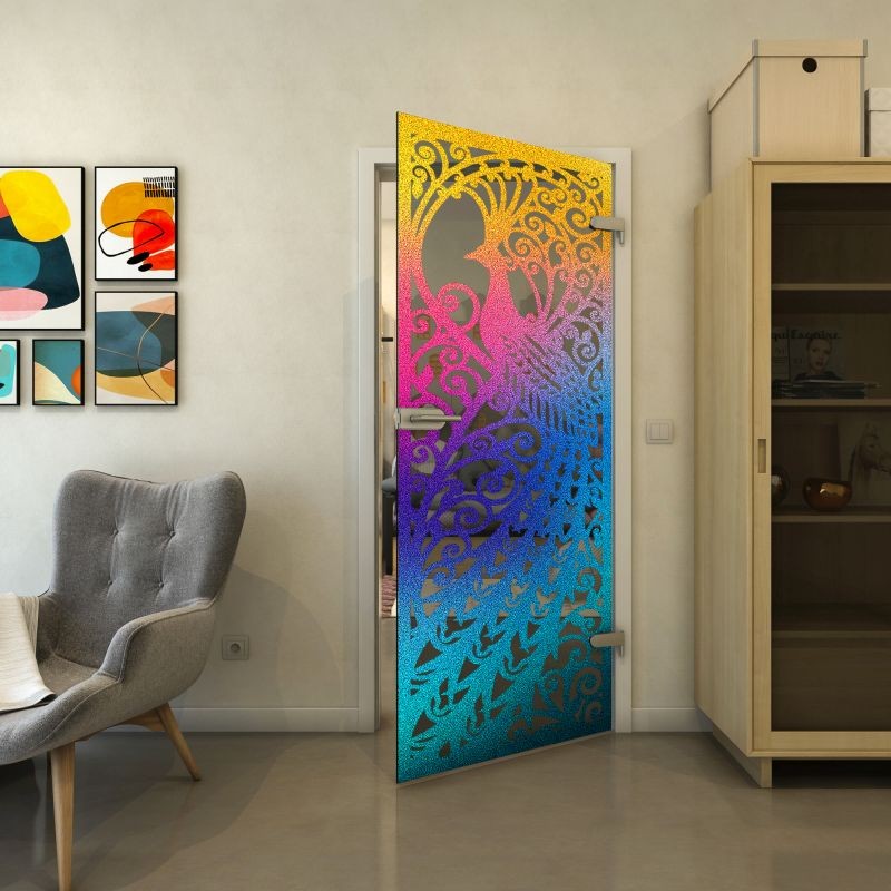 Ganzglastür - Fineprint Modell 172 Verlauf auf Grauglas