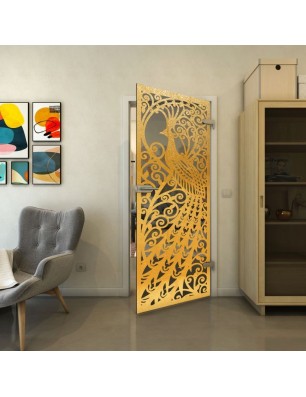 Ganzglastür - Fineprint Model 172 Gold auf Grauglas