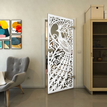 Ganzglastür - Fineprint Model 172 Weiss auf Grauglas