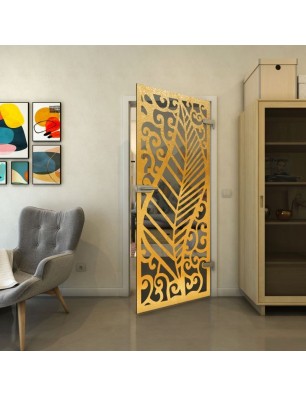 Ganzglastür - Fineprint Model 173 Gold auf Grauglas