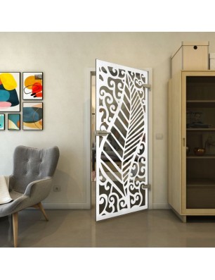 Ganzglastür - Fineprint Model 173 Weiss auf Grauglas