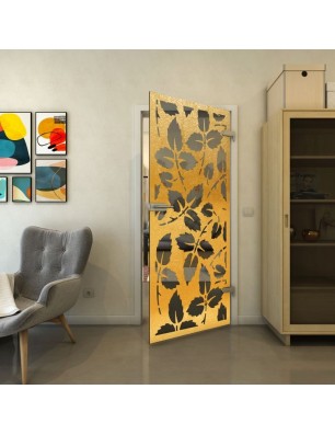 Ganzglastür - Fineprint Model 175 Gold auf Grauglas