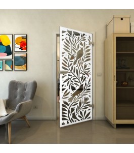 Ganzglastür - Fineprint Model 177 Weiss auf Grauglas