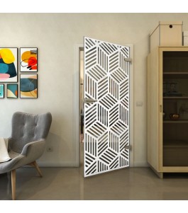 Ganzglastür - Fineprint Model 179 Weiss auf Grauglas