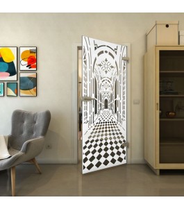 Ganzglastür - Fineprint Model 181 Weiss auf Grauglas