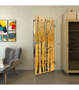 Ganzglastür - Fineprint Model 182 Gold auf Grauglas