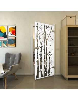 Ganzglastür - Fineprint Model 182 Weiss auf Grauglas