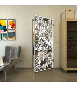 Ganzglastür - Fineprint Model 184 Weiss auf Grauglas