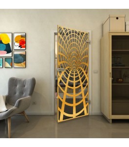 Ganzglastür - Fineprint Model 185 Gold auf Grauglas