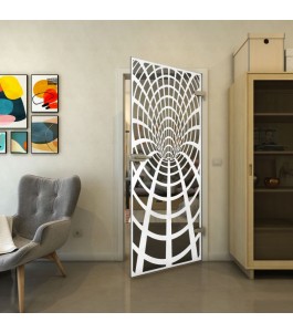 Ganzglastür - Fineprint Model 185 Weiss auf Grauglas