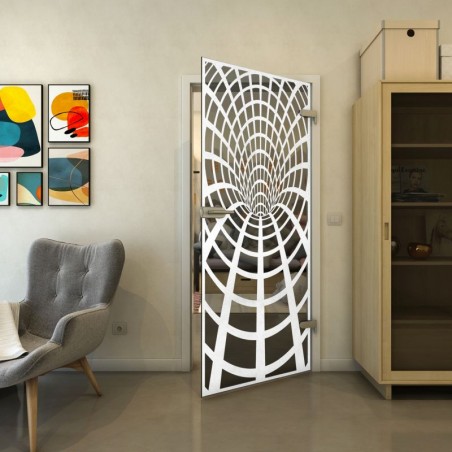 Ganzglastür - Fineprint Model 185 Weiss auf Grauglas