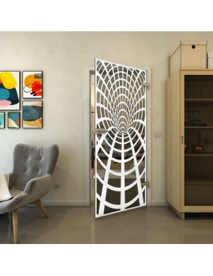 Ganzglastür - Fineprint Model 185 Weiss auf Grauglas