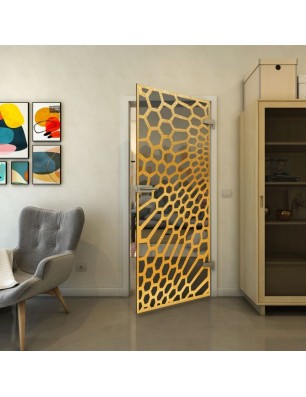 Ganzglastür - Fineprint Model 186 Gold auf Grauglas