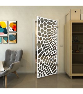 Ganzglastür - Fineprint Model 186 Weiss auf Grauglas