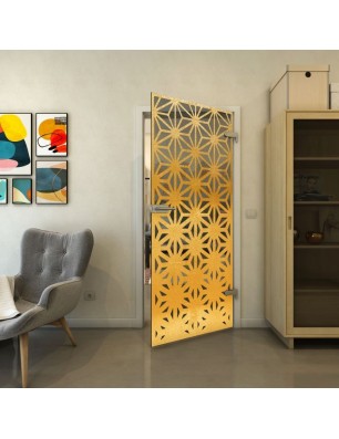 Ganzglastür - Fineprint Model 187 Gold auf Grauglas