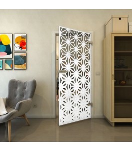 Ganzglastür - Fineprint Model 187 Weiss auf Grauglas