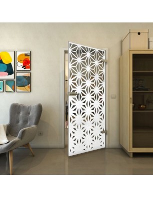 Ganzglastür - Fineprint Model 187 Weiss auf Grauglas