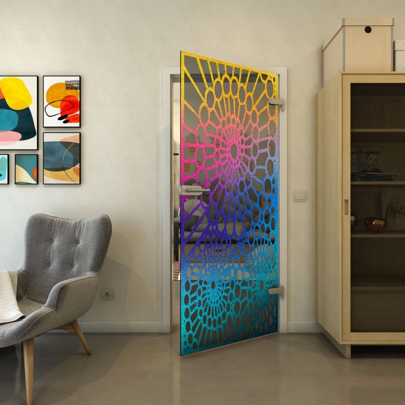 Ganzglastür - Fineprint Modell 188 Verlauf auf Grauglas