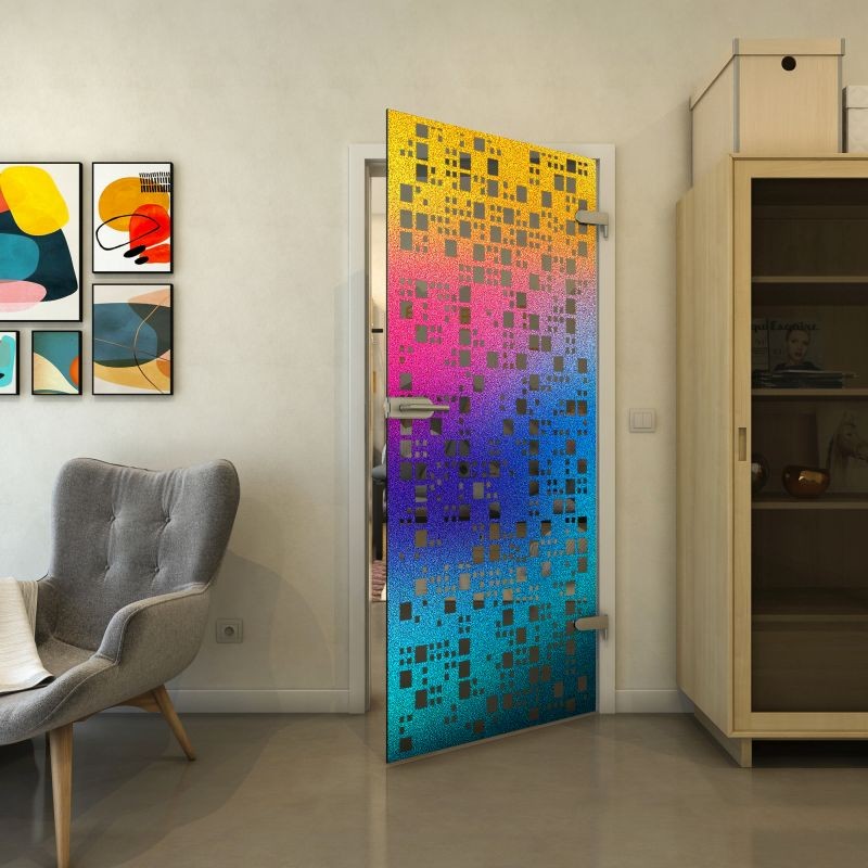 Ganzglastür - Fineprint Modell 190 Verlauf auf Grauglas