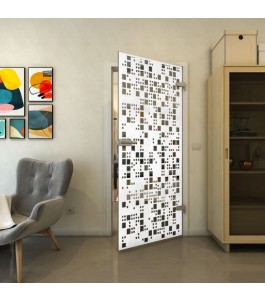 Ganzglastür - Fineprint Model 190 Weiss auf Grauglas