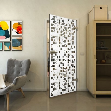 Ganzglastür - Fineprint Model 190 Weiss auf Grauglas