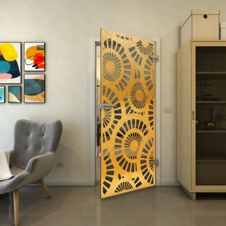 Ganzglastür - Fineprint Model 191 Gold auf Grauglas