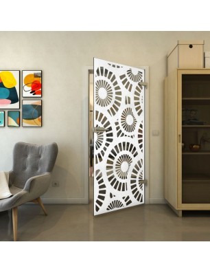 Ganzglastür - Fineprint Model 191 Weiss auf Grauglas