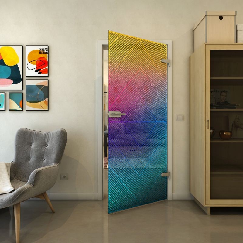 Ganzglastür - Fineprint Modell 194 Verlauf auf Grauglas