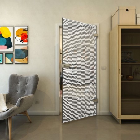 Ganzglastür - Fineprint Model 194 Weiss auf Grauglas