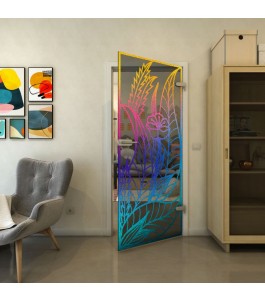 Ganzglastür - Fineprint Model 195 Verlauf auf Grauglas