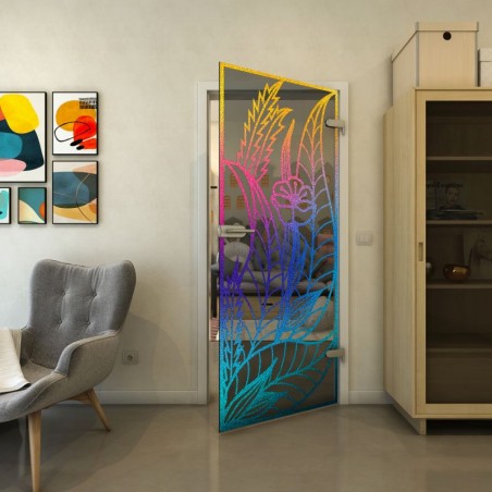 Ganzglastür - Fineprint Model 195 Verlauf auf Grauglas