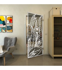 Ganzglastür - Fineprint Model 195 Weiss auf Grauglas