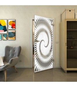 Ganzglastür - Fineprint Model 197 Weiss auf Grauglas