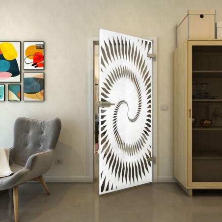 Ganzglastür - Fineprint Model 197 Weiss auf Grauglas