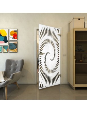 Ganzglastür - Fineprint Model 197 Weiss auf Grauglas