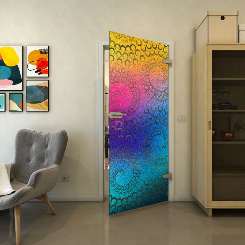 Ganzglastür - Fineprint Modell 198 Verlauf auf Grauglas