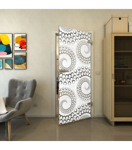 Ganzglastür - Fineprint Model 198 Weiss auf Grauglas