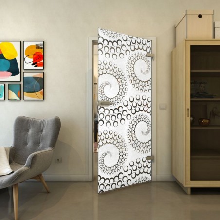 Ganzglastür - Fineprint Model 198 Weiss auf Grauglas