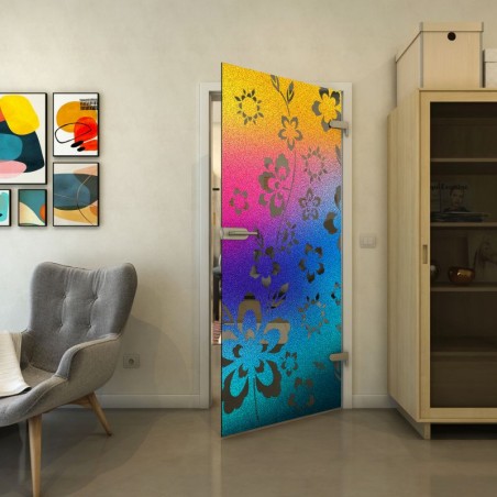 Ganzglastür - Fineprint Model 199 Verlauf auf Grauglas