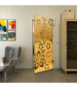 Ganzglastür - Fineprint Model 199 Gold auf Grauglas