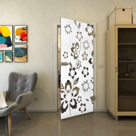 Ganzglastür - Fineprint Model 199 Weiss auf Grauglas