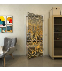 Ganzglastür - Fineprint Model 200 Gold auf Grauglas