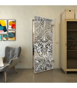 Ganzglastür - Fineprint Model 201 Weiss auf Grauglas