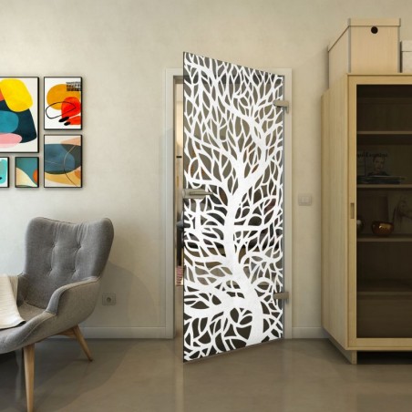 Ganzglastür - Fineprint Model 202 Weiss auf Grauglas