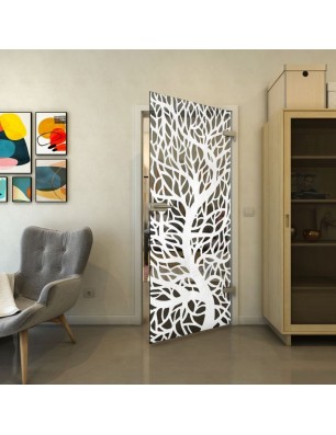 Ganzglastür - Fineprint Model 202 Weiss auf Grauglas