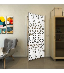 Ganzglastür - Fineprint Model 203 Weiss auf Grauglas