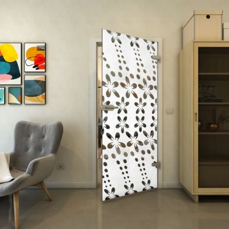 Ganzglastür - Fineprint Model 203 Weiss auf Grauglas