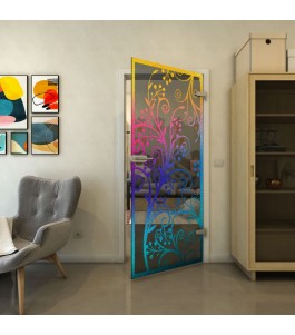 Ganzglastür - Fineprint Model 204 Verlauf auf Grauglas